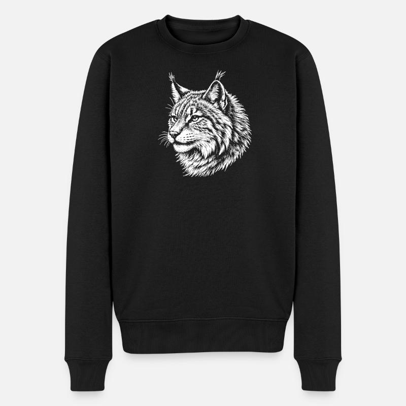 Portrait en contraste de lynx - Pull Premium bio Homme - noir