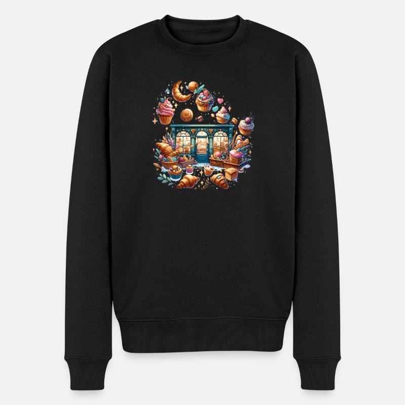 Whimsische Bäckerei-Traum - Männer Premium Bio Pullover - Schwarz