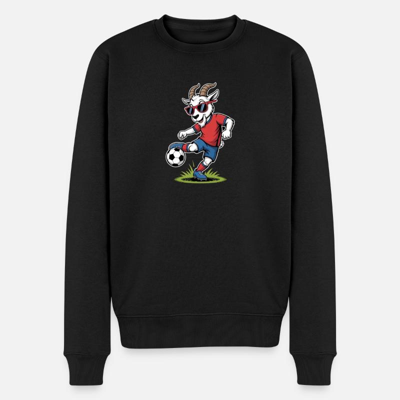 Coole Fußball Ziege mit Sonnenbrille - Männer Premium Bio Pullover - Schwarz