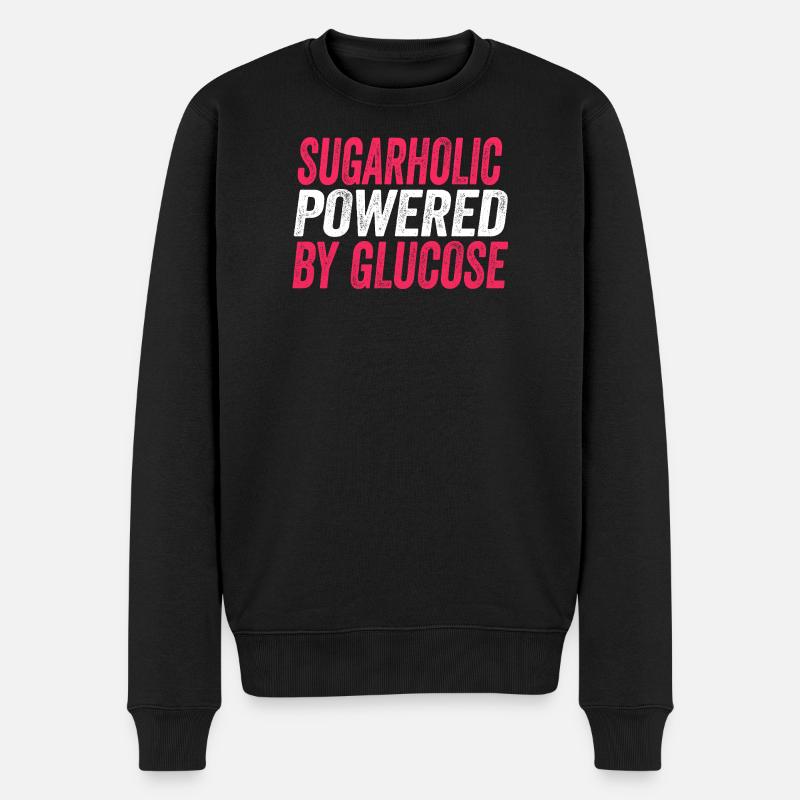Sugarholic angetrieben von Glukose - Männer Premium Bio Pullover - Schwarz