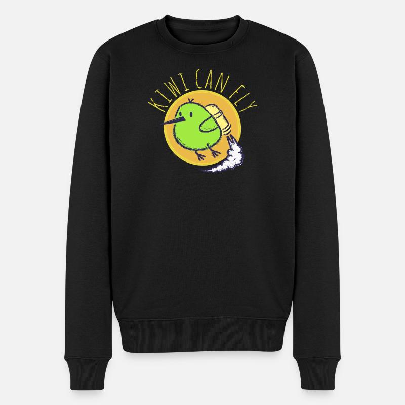 Kiwis können fliegen - Männer Premium Bio Pullover - Schwarz