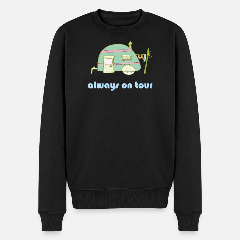 Always on Tour Retro-Wohnwagen - Männer Premium Bio Pullover - Schwarz