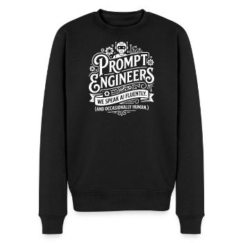 Prompt Engineers: Wir sprechen AI fließend - Männer Premium Bio Pullover - Schwarz - Vorne - Nico (187cm)