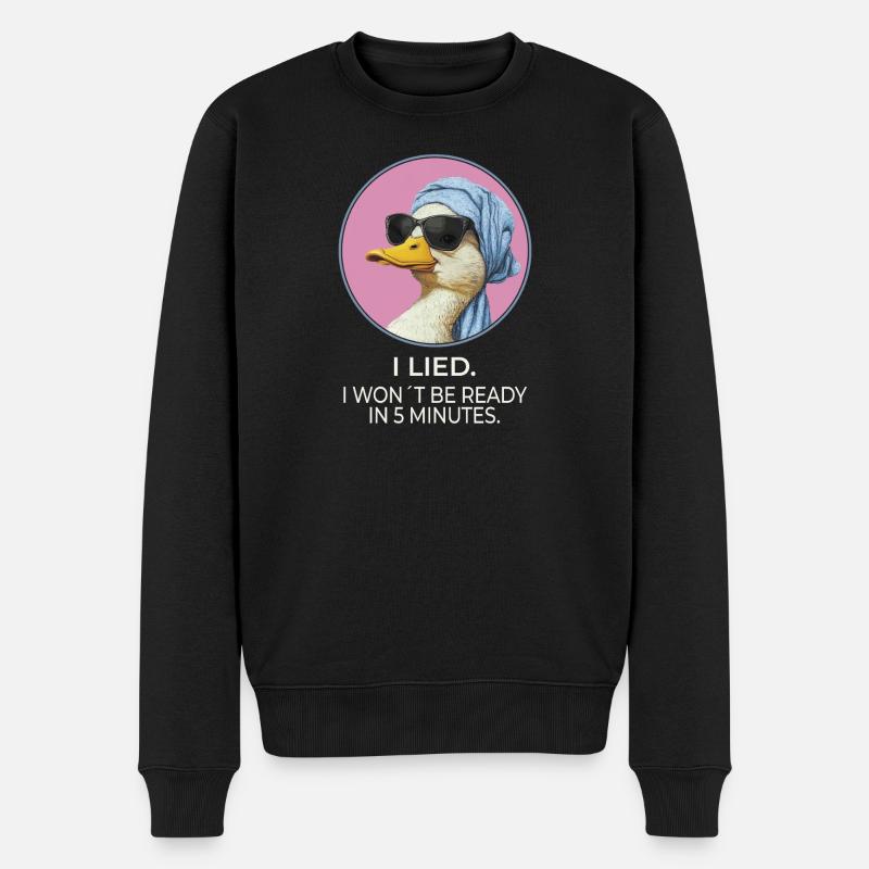 I Lied Duck – Lustiges Statement Design - Männer Premium Bio Pullover - Schwarz
