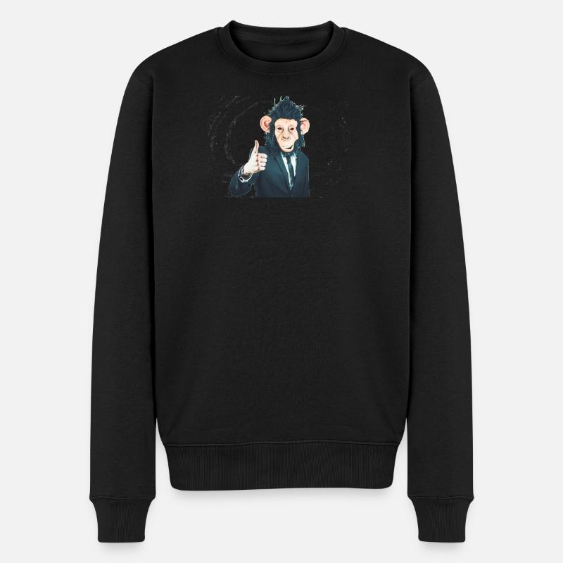 MONKEY - Männer Premium Bio Pullover - Schwarz