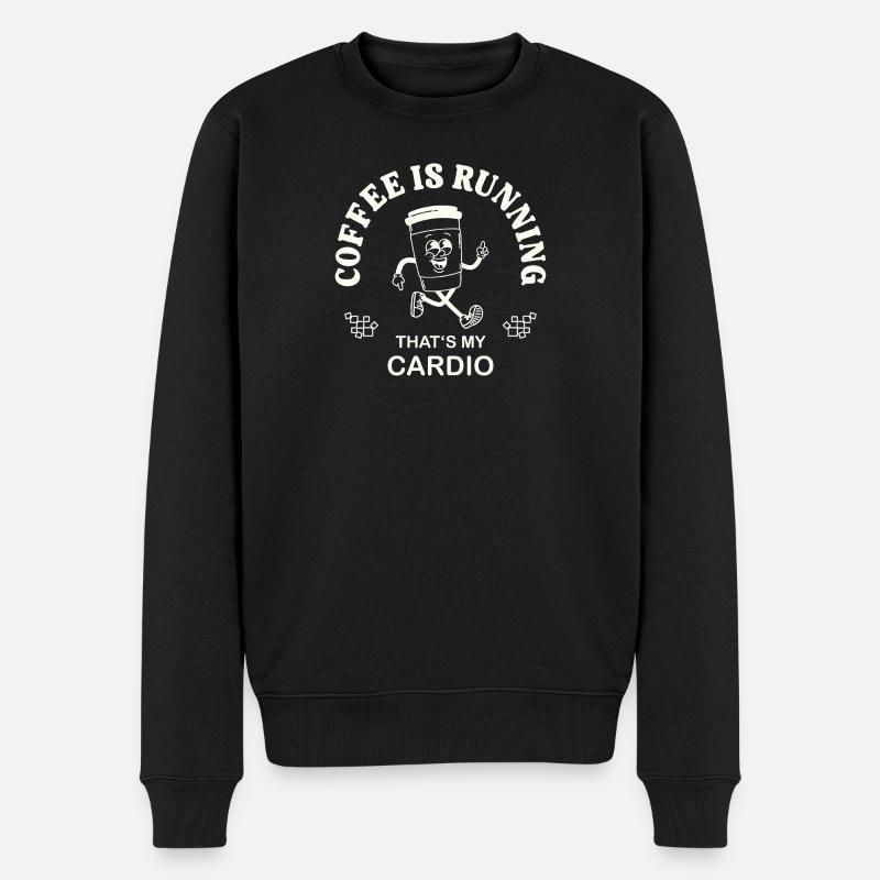 Coffee Is Running – Kaffeetrinker Spruch retro - Männer Premium Bio Pullover - Schwarz