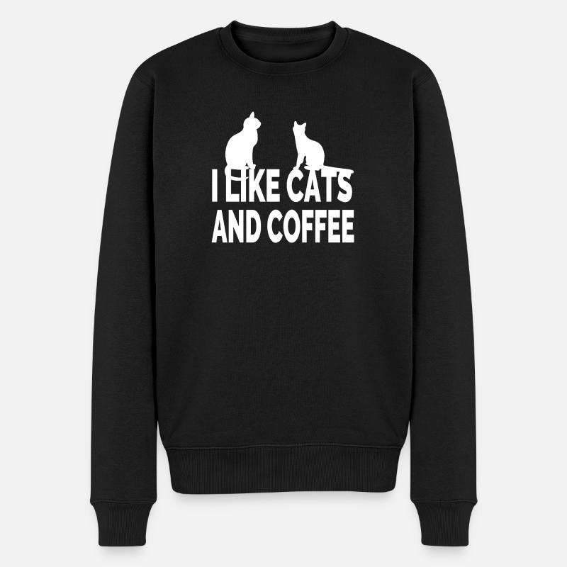Katzen - Männer Premium Bio Pullover - Schwarz
