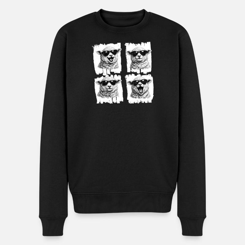 Sonnenbrillen-Lämmer Quartett - Männer Premium Bio Pullover - Schwarz