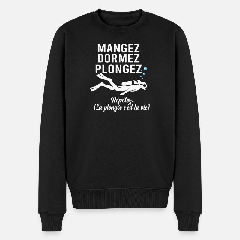 Tauchen Essen Schlaftauchen - Männer Premium Bio Pullover - Schwarz