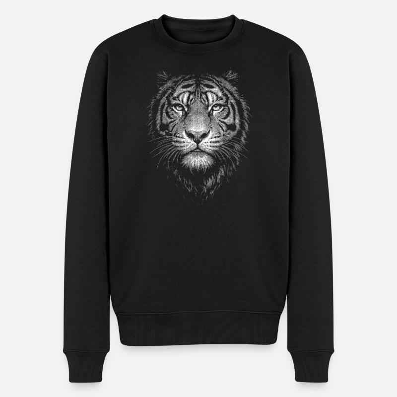 Tiger - Männer Premium Bio Pullover - Schwarz