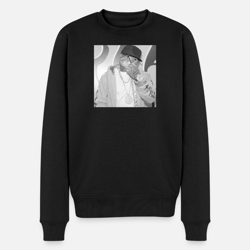Katzenrapper Streetstyle - Männer Premium Bio Pullover - Schwarz