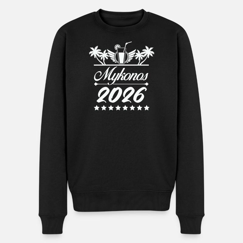 Logo plage Mykonos 2026 - Pull Premium bio Homme - noir