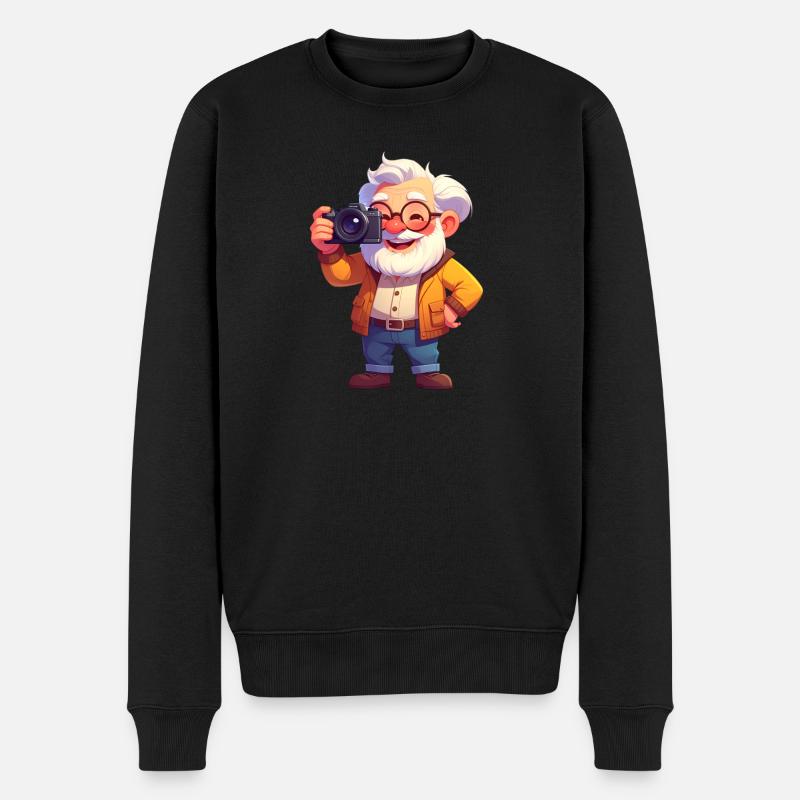 Opa fotografiert - Männer Premium Bio Pullover - Schwarz