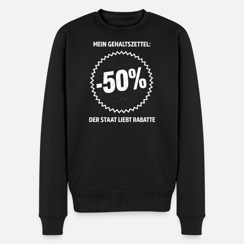 Gehaltszettel 50 Prozent Rabatt - Männer Premium Bio Pullover - Schwarz