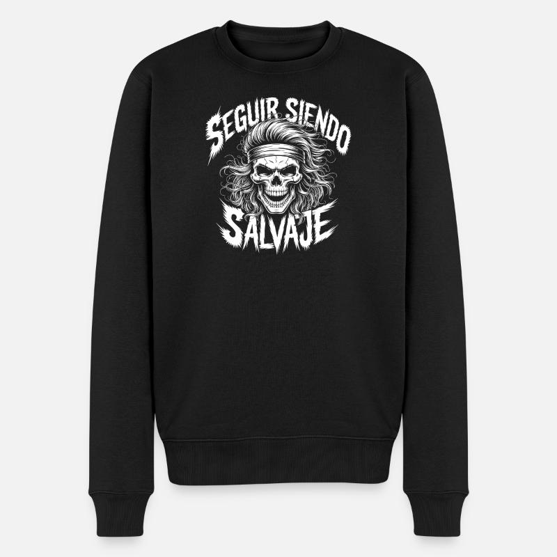 Remain Wild Skull - Männer Premium Bio Pullover - Schwarz