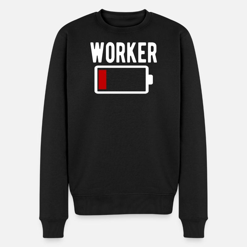 Ouvrier Ouvrier Batterie faible, drôle - Pull Premium bio Homme - noir