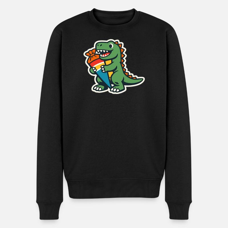 Schulkind Dino Einschulung Geschenk - Männer Premium Bio Pullover - Schwarz