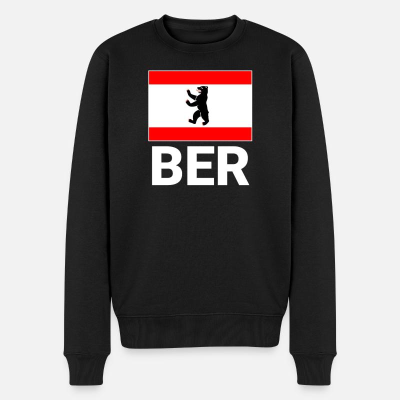 Drapeau de Berlin avec abréviation BER - Pull Premium bio Homme - noir