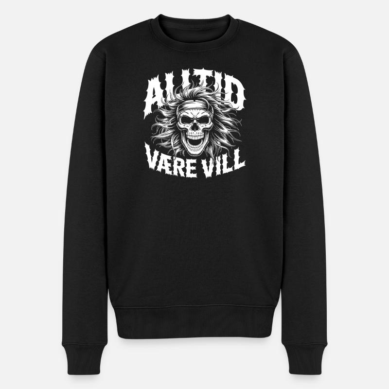 Bleib wild, Schädel - Männer Premium Bio Pullover - Schwarz