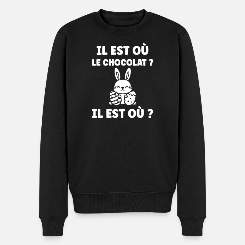Wo ist die Schokolade? - Männer Premium Bio Pullover - Schwarz