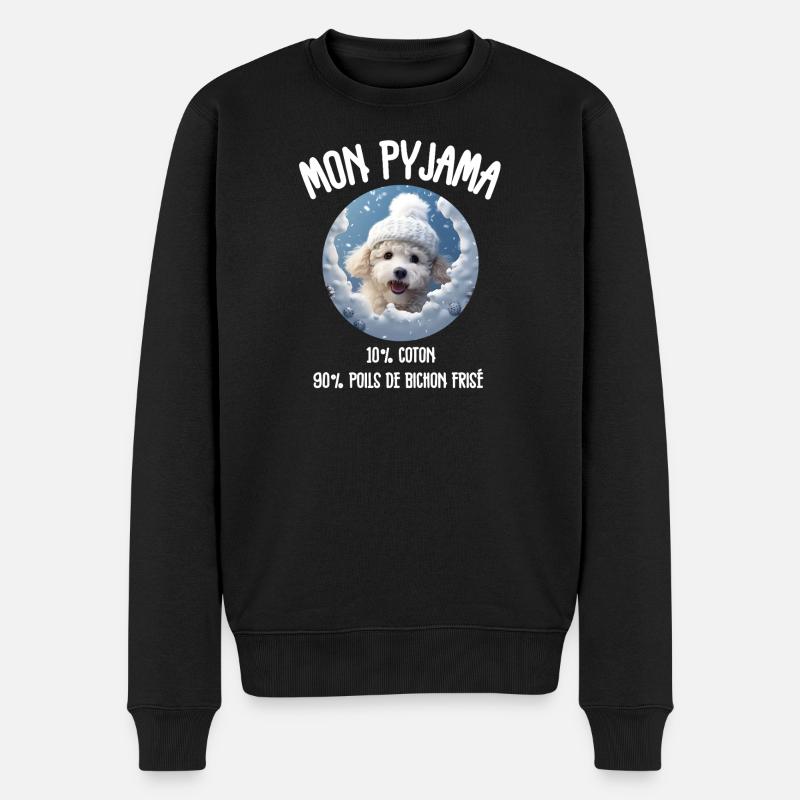 Pyjama Drôle Chien Bichon - Pull Premium bio Homme - noir