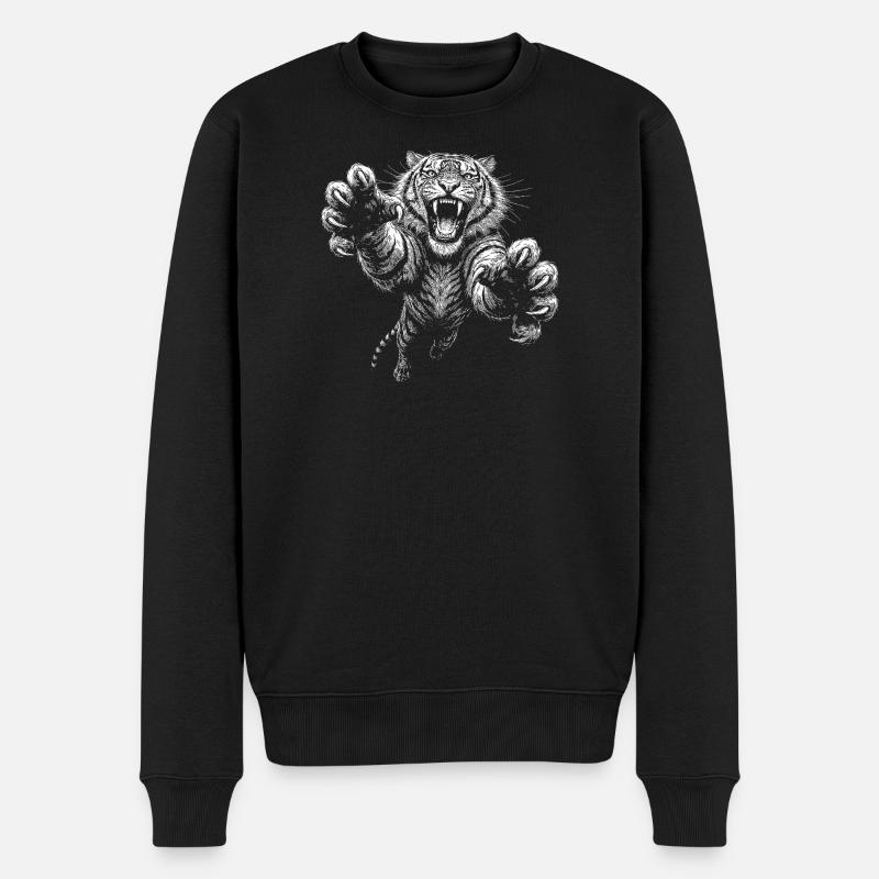 Tiger - Männer Premium Bio Pullover - Schwarz