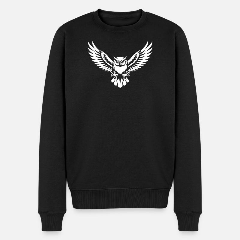 Hibou aux ailes déployées - Pull Premium bio Homme - noir