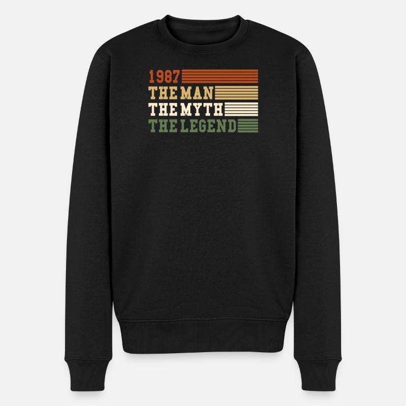 1987 Legende des Mannesmythos 1987 | Vintage!! - Männer Premium Bio Pullover - Schwarz