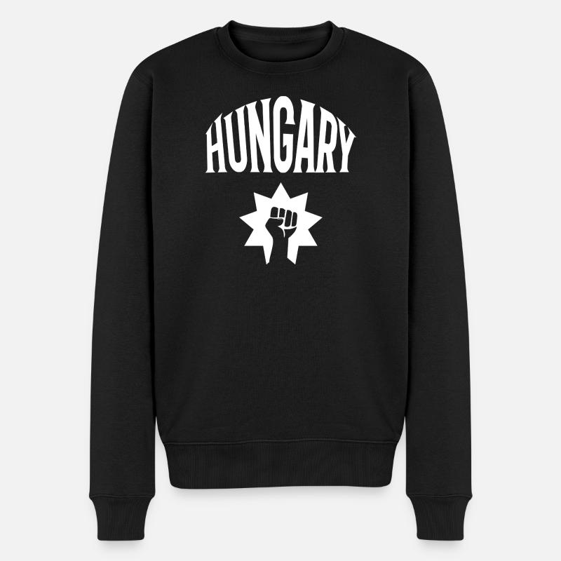 Hungary - Männer Premium Bio Pullover - Schwarz