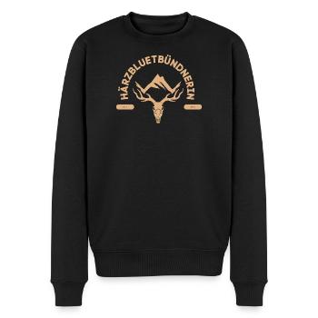 Härzbluetbündnerin - Männer Premium Bio Pullover - Schwarz - Vorne - Nico (187cm)