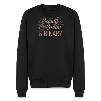 Beauté & Intelligence & Binaire – Design Floral Tech - Pull Premium bio Homme - noir - Devant - Nico (187cm)