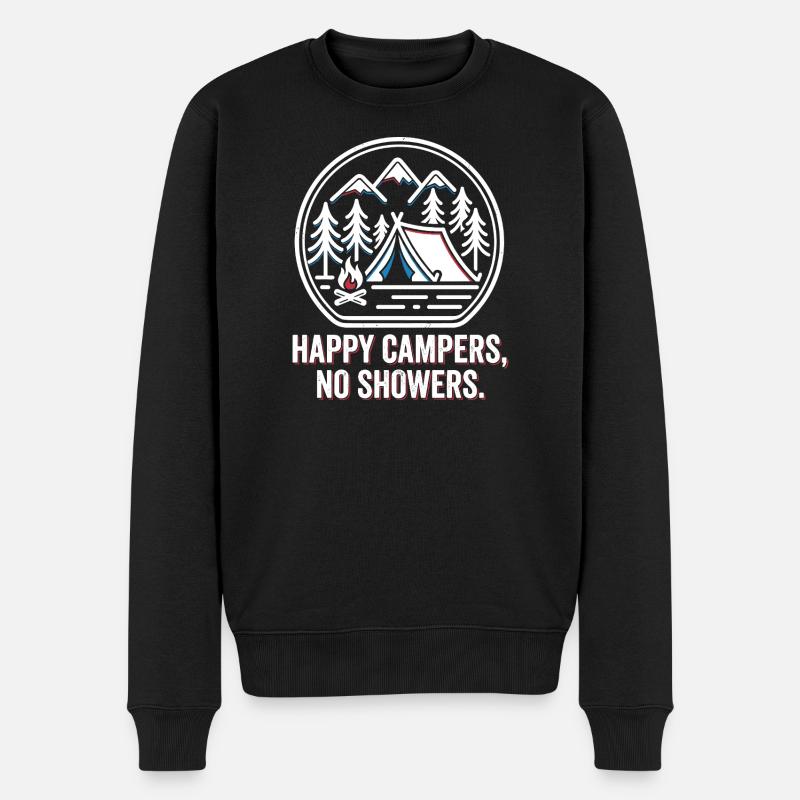 Campinglager Zelt & Lagerfeuer - Männer Premium Bio Pullover - Schwarz