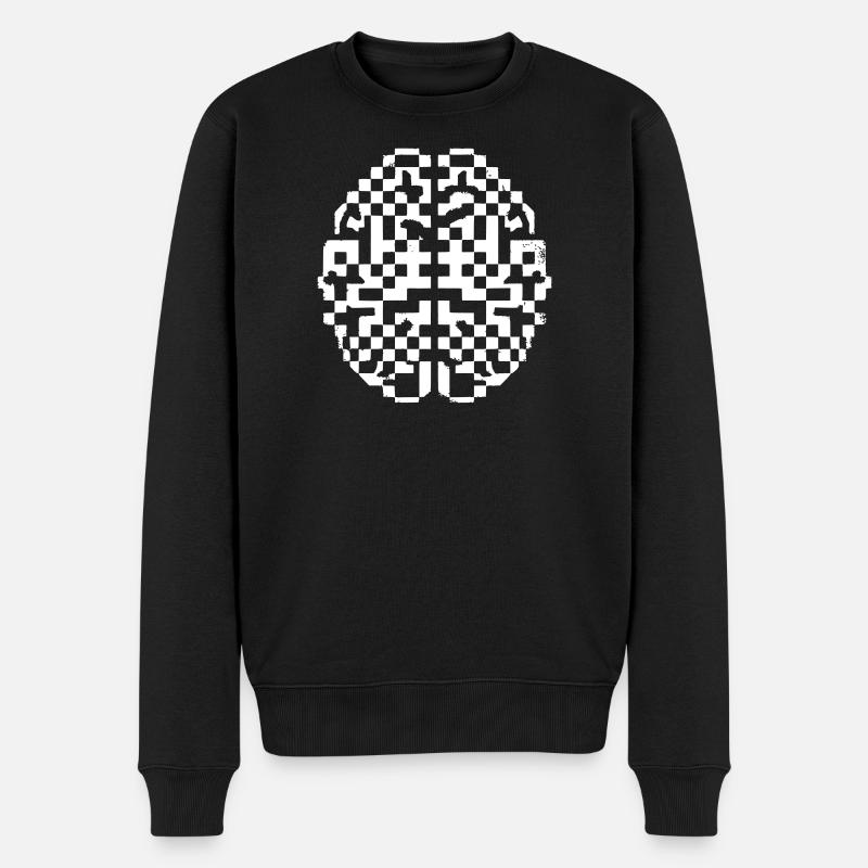 Gehirn Pixel Art Anatomie - Männer Premium Bio Pullover - Schwarz