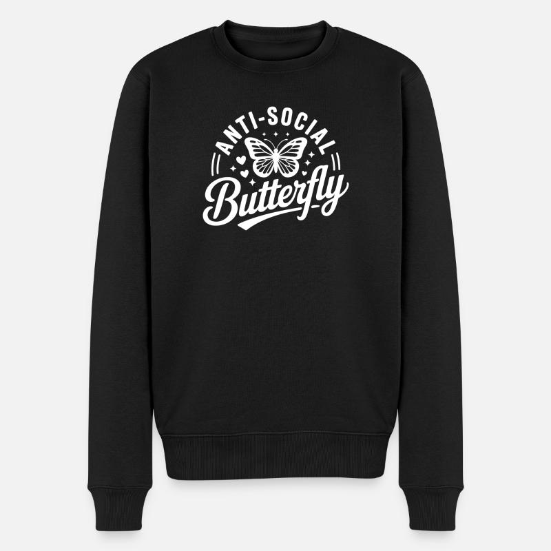 Logo antisocial du papillon - Pull Premium bio Homme - noir