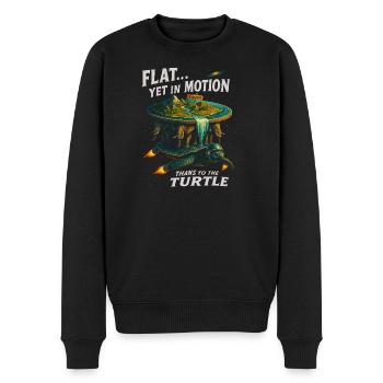 Flat Yet In Motion Thanks To The Turtle Fantasy  - Men's Premium Organic Jumper - black - Front - Nico (187cm)