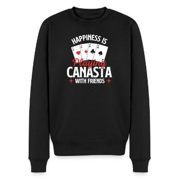 Glück beim Canasta mit Freunden spielen - Männer Premium Bio Pullover - Schwarz - Vorne - Nico (187cm)