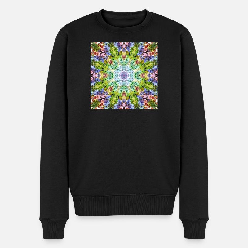 Kaleidoskop Blumenmandala - Männer Premium Bio Pullover - Schwarz