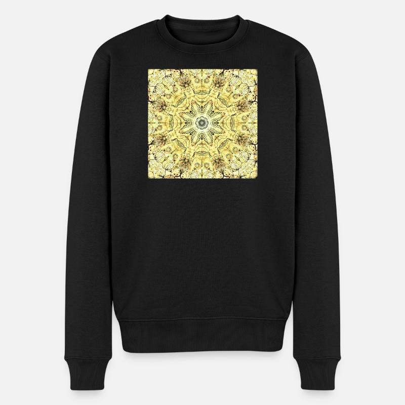 Mandala jaune-vert kaléidoscopique - Pull Premium bio Homme - noir