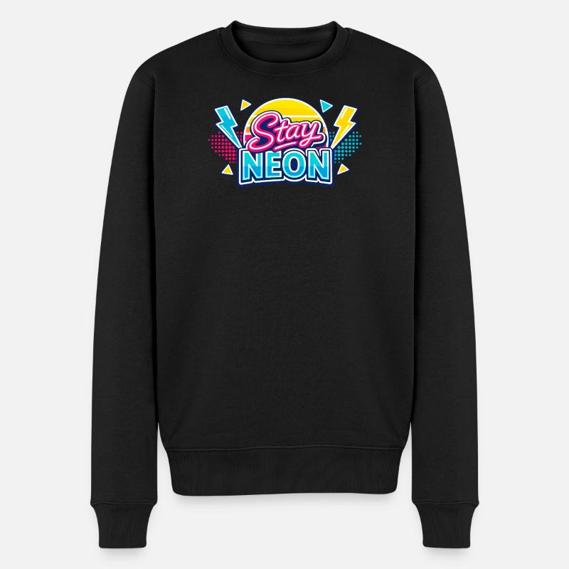 Stay Neon Retro Burst - Männer Premium Bio Pullover - Schwarz