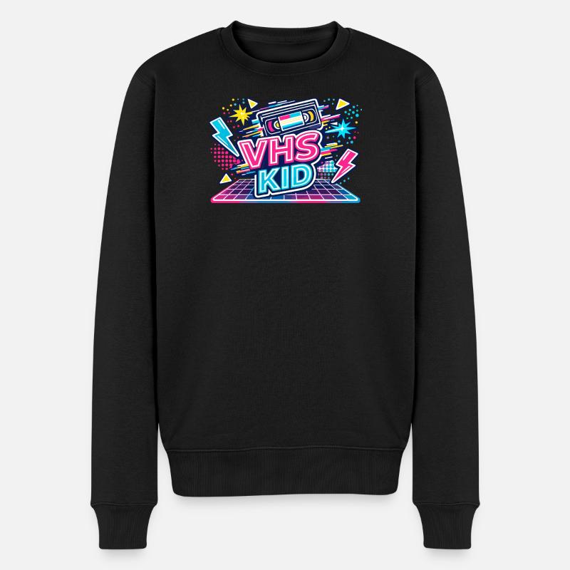VHS KID Neon Retro - Männer Premium Bio Pullover - Schwarz