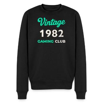 Vintage 1982 – Gaming Club Retro Geburtsjahr - Männer Premium Bio Pullover - Schwarz - Vorne - Nico (187cm)