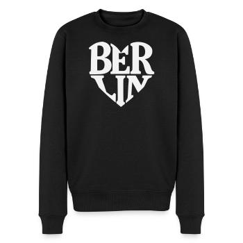 Berlin Herzschrift Logo - Männer Premium Bio Pullover - Schwarz - Vorne - Nico (187cm)