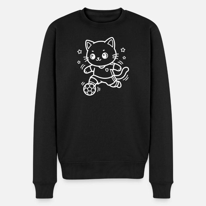 Fodbold Kawaii Kat - Økologisk premium-sweatshirt til mænd - sort