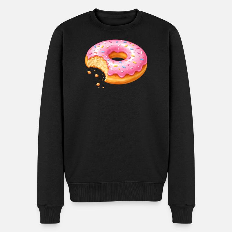 Donut mit Biss – Süßes Dessert Design   - Männer Premium Bio Pullover - Schwarz