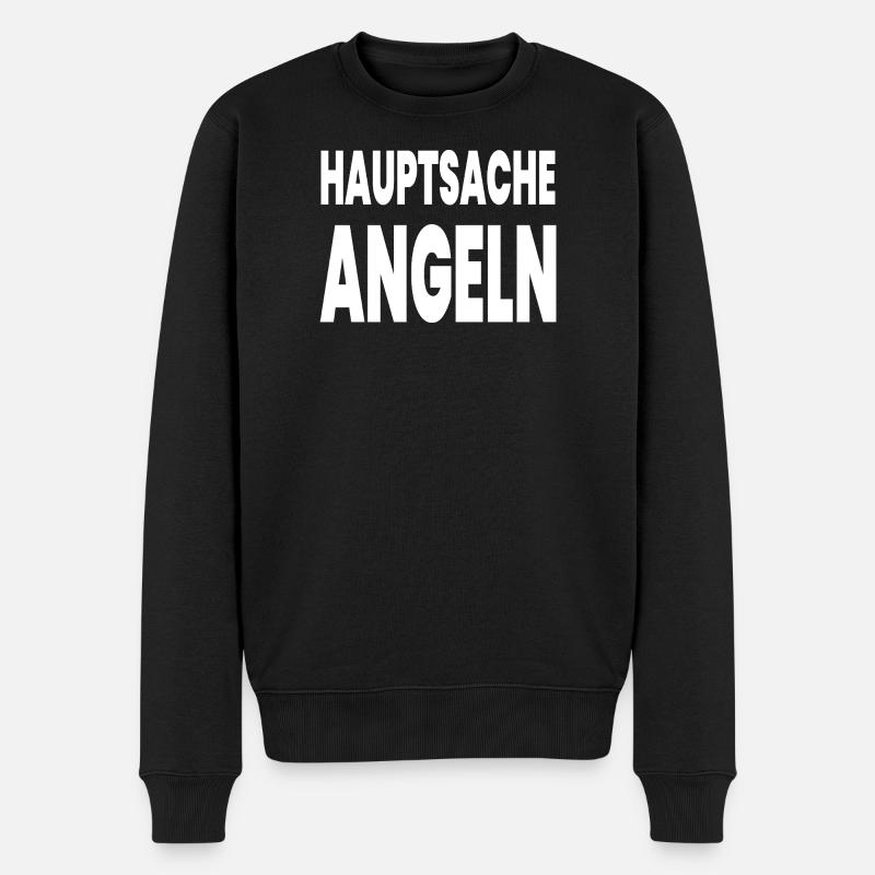 Angeln - Männer Premium Bio Pullover - Schwarz