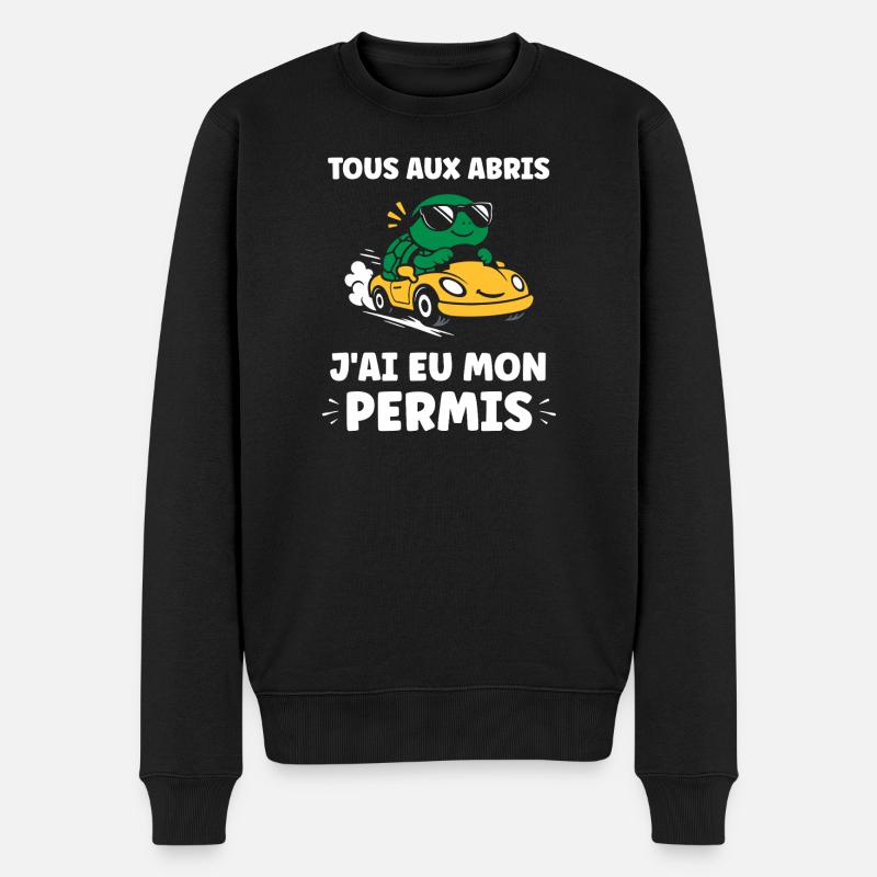 Humour j'ai mon permis de conduire - Pull Premium bio Homme - noir