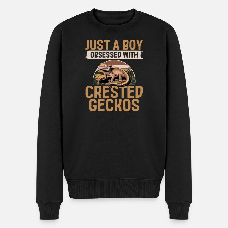 Funny Reptile Crested Gecko - Männer Premium Bio Pullover - Schwarz