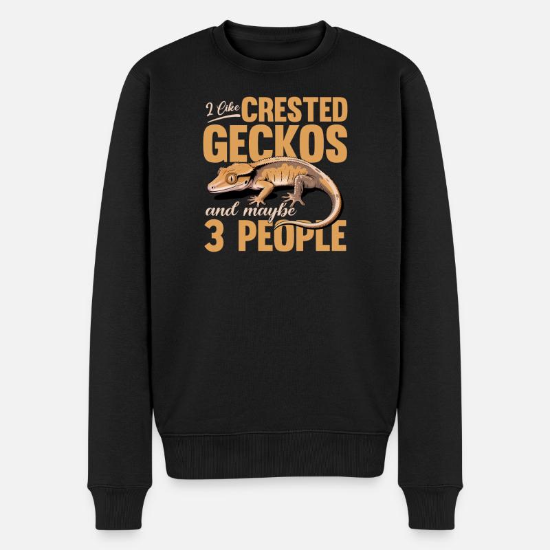 Gecko à crête reptile drôle - Pull Premium bio Homme - noir