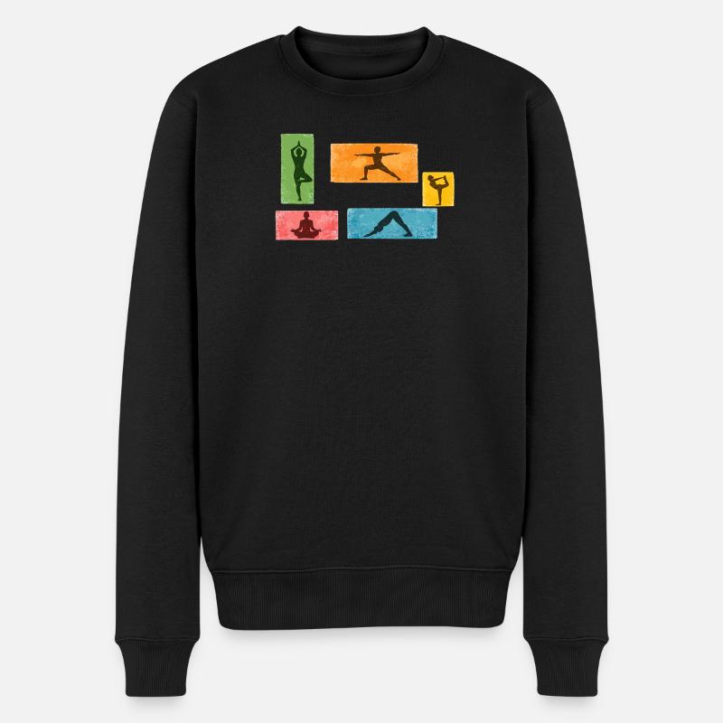 Grunge Yoga Silhouetten Farbblock - Männer Premium Bio Pullover - Schwarz