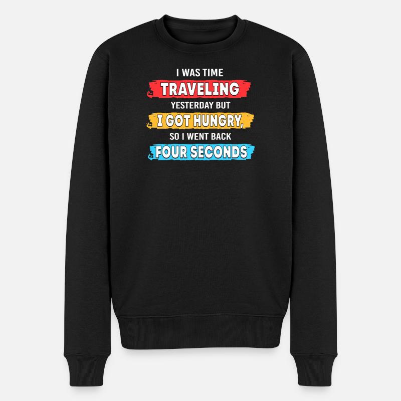 Zeitreise - Männer Premium Bio Pullover - Schwarz